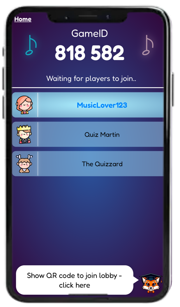 Players answering a Quiztopher quiz question